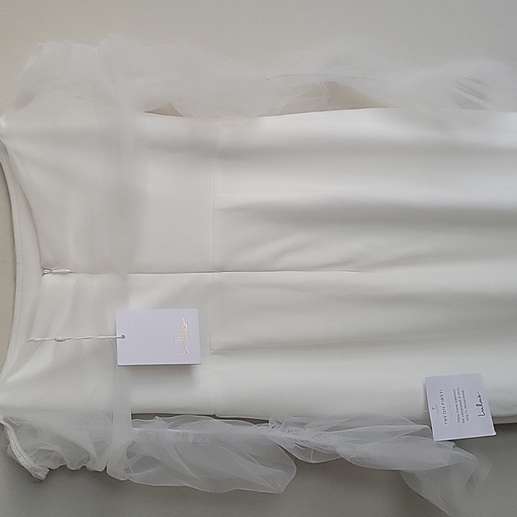 Lulus NWT Beautifully Beloved White Mesh Off-the-Shoulder Maxi Dress Size S - Picture 6 of 12